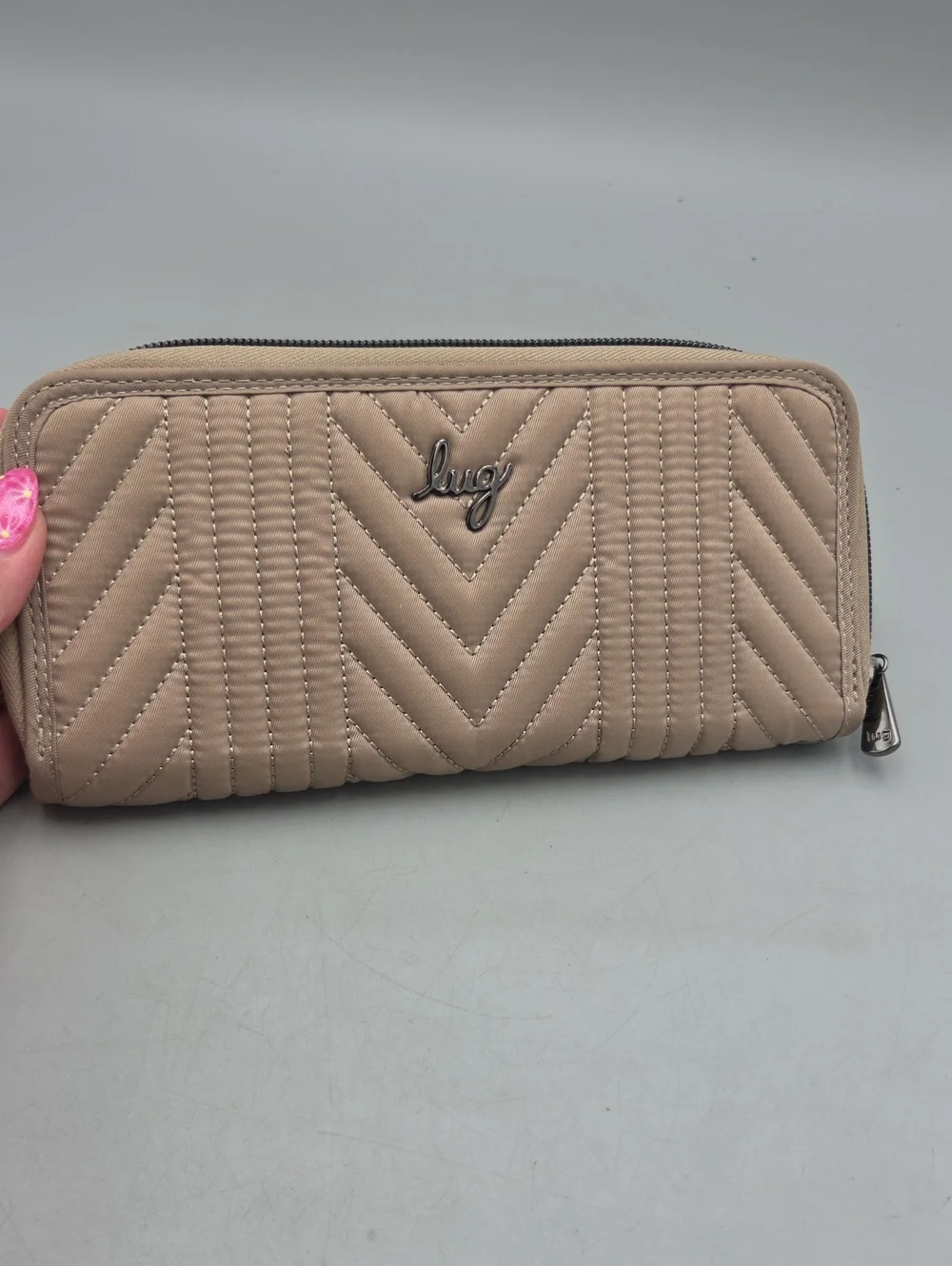 Lug Straddle Women's Zip Around Brushed Tan Mocha Wallet RFID Lightweight